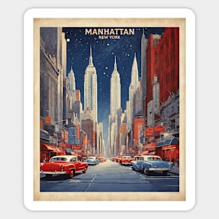 Manhattan New York Starry Night United States of America Tourism Vintage Art Sticker